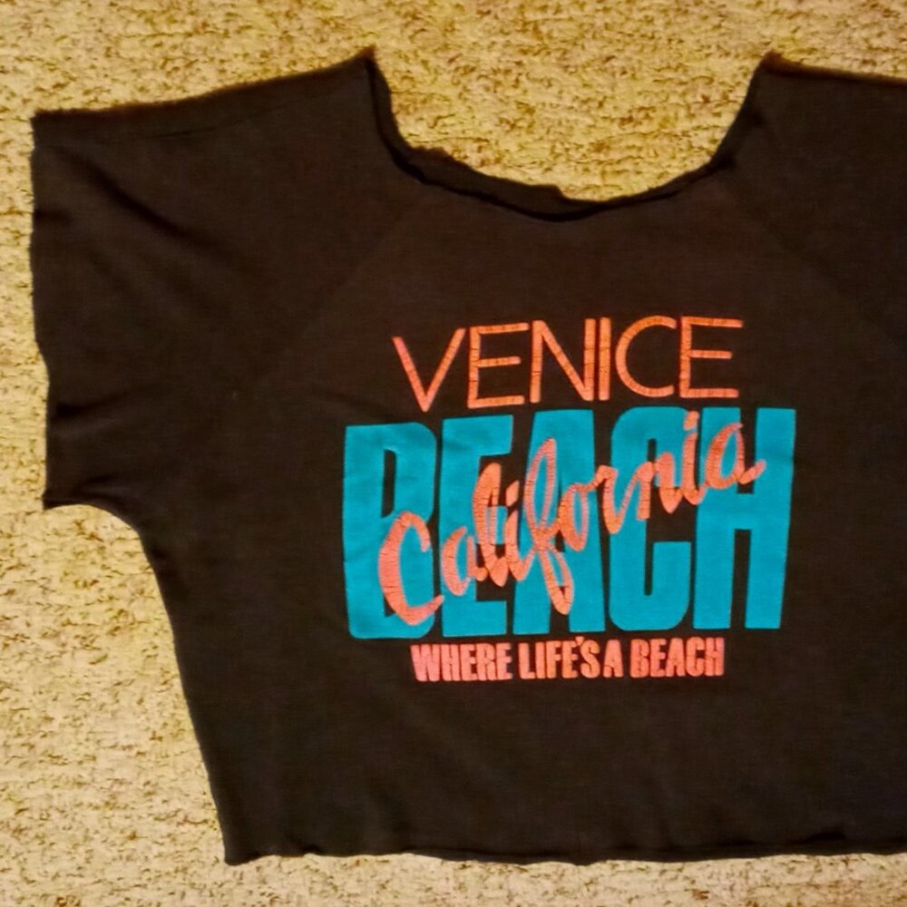 Vintage '93 Venice Muscle Beach California Women's Crop Top Sweatshirt RARE Find - Picture 5 of 10